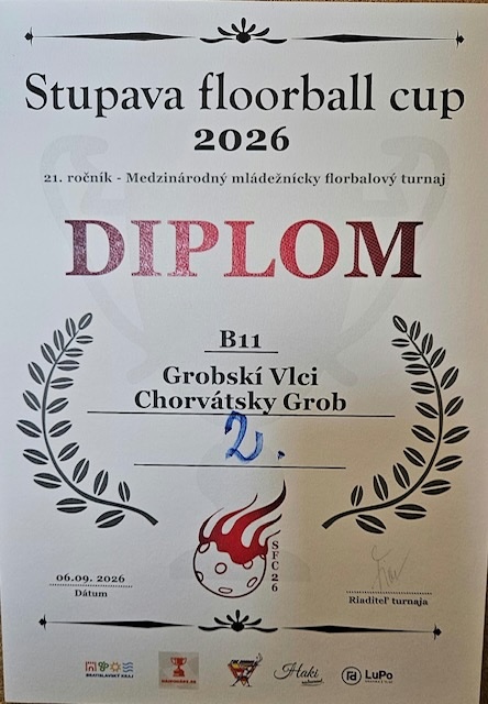 Grobskí Vlci vybojovali strieborné medaily na prestížnom Stupava Floorball Cup 2026